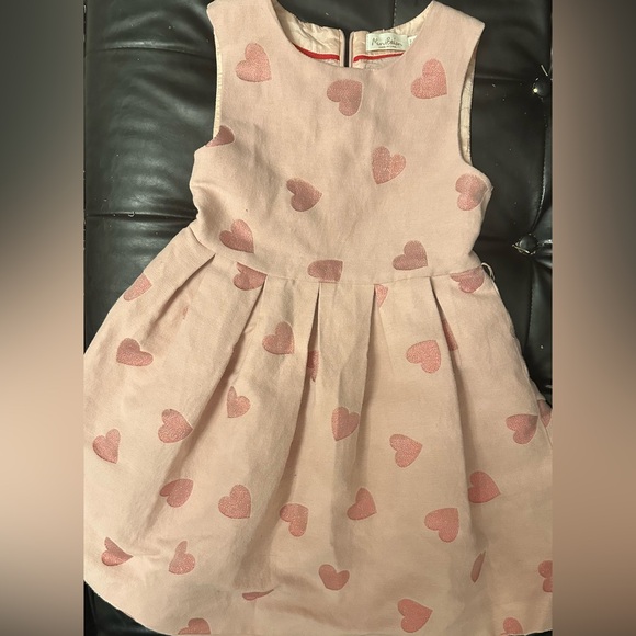Mini Boden Valentines Day Pink Heart Kids Dress size 7-8 tea party valentines - Picture 2 of 5